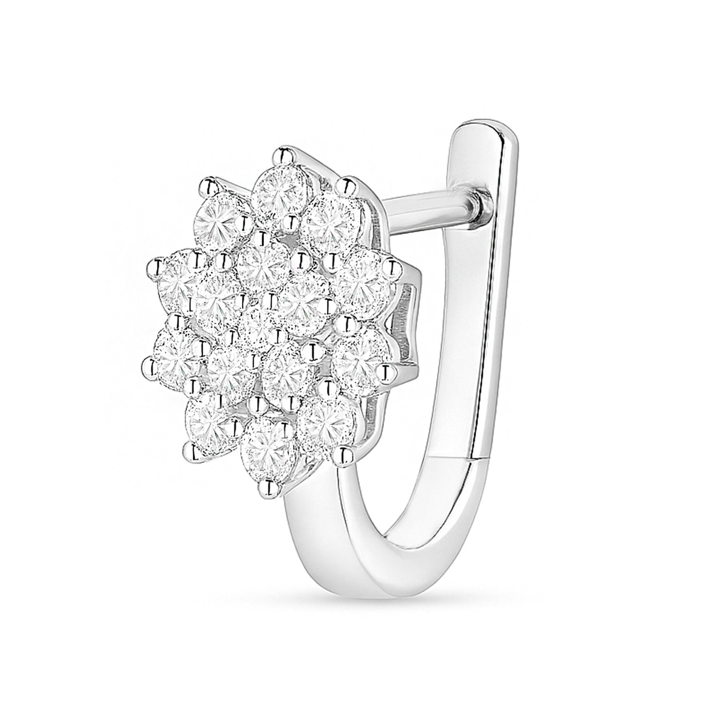 Floral Whisper Silver Hoop Rhodium Plated Earrings