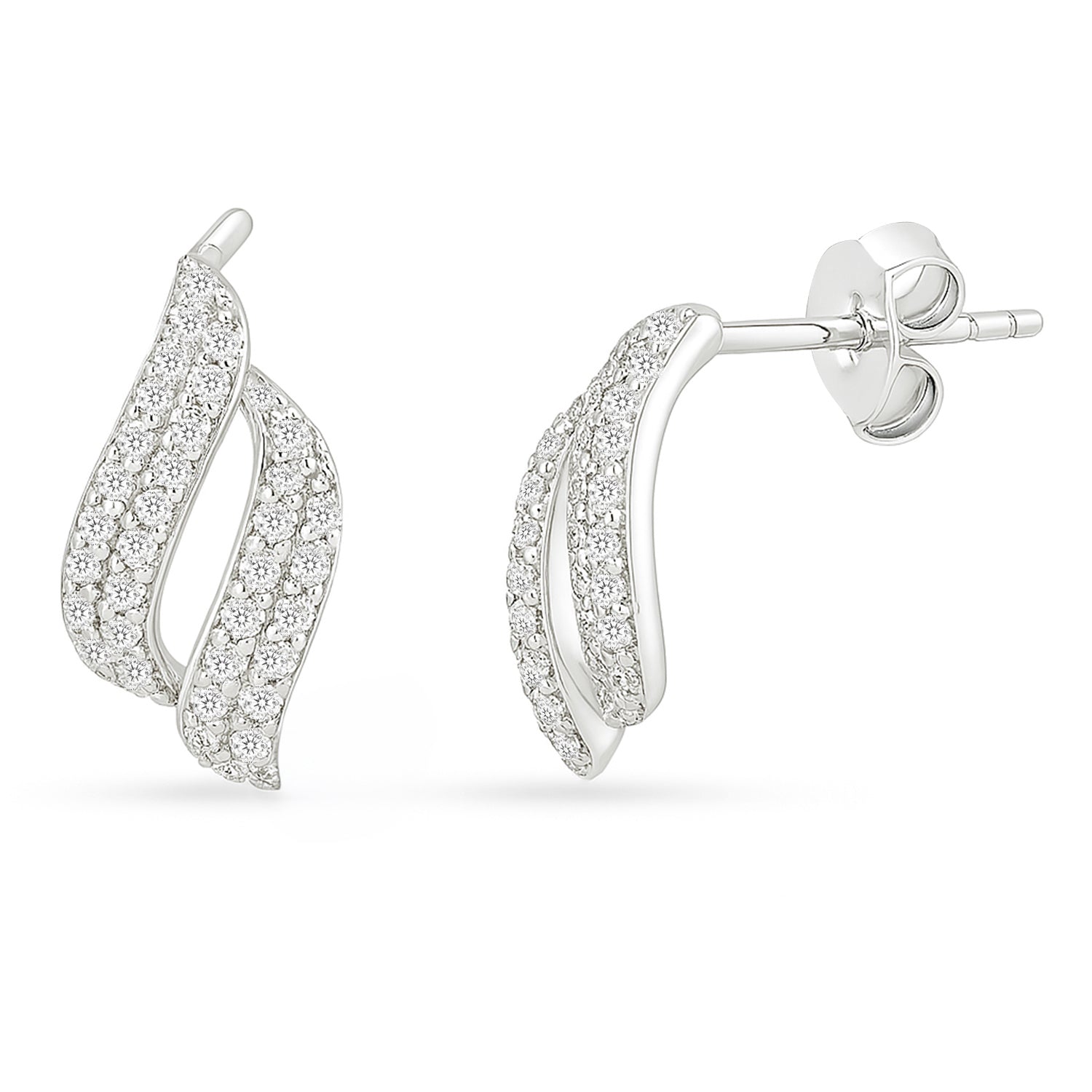 Dancing Wave Silver Rhodium Plated Earrings