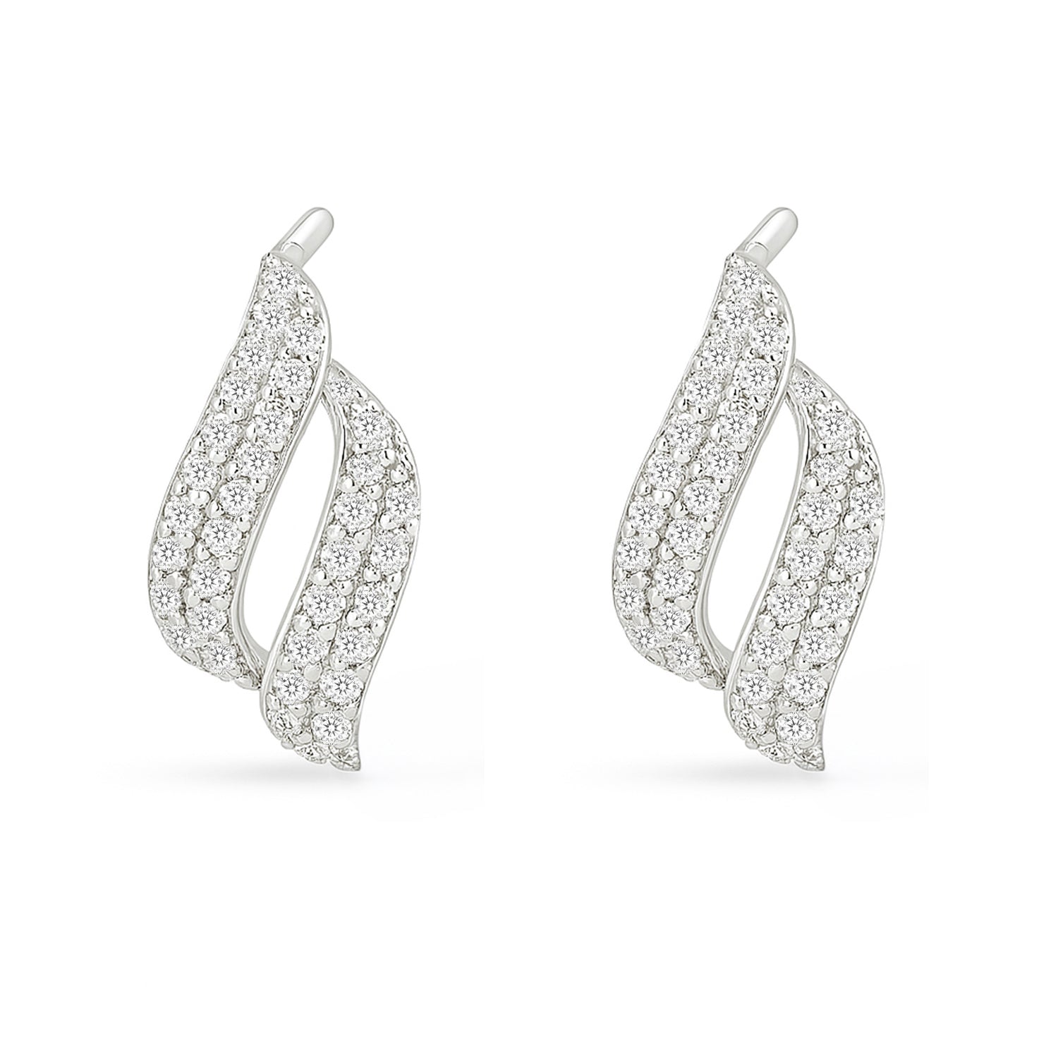 Dancing Wave Silver Rhodium Plated Earrings
