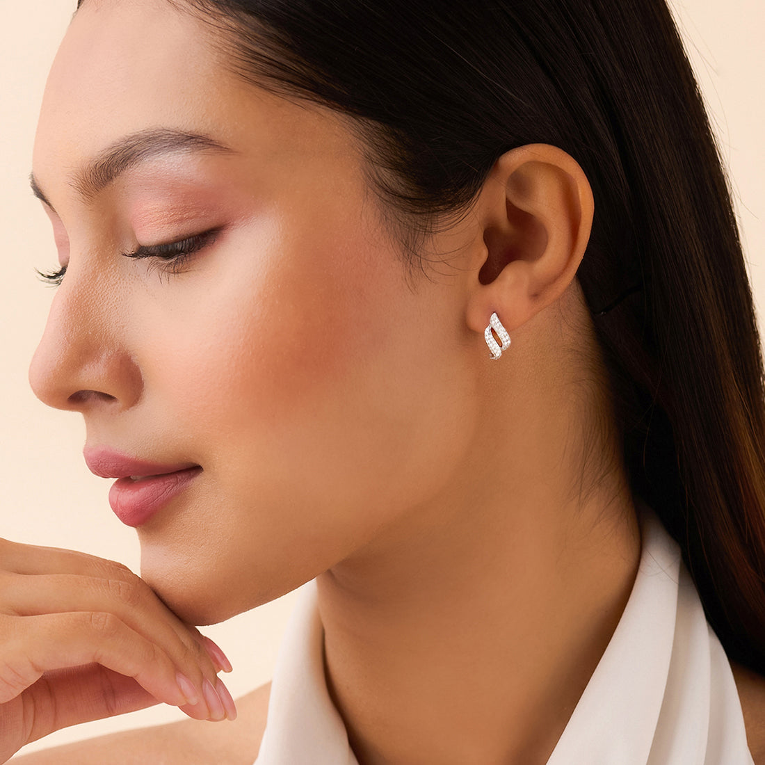 Dancing Wave Silver Rhodium Plated Earrings