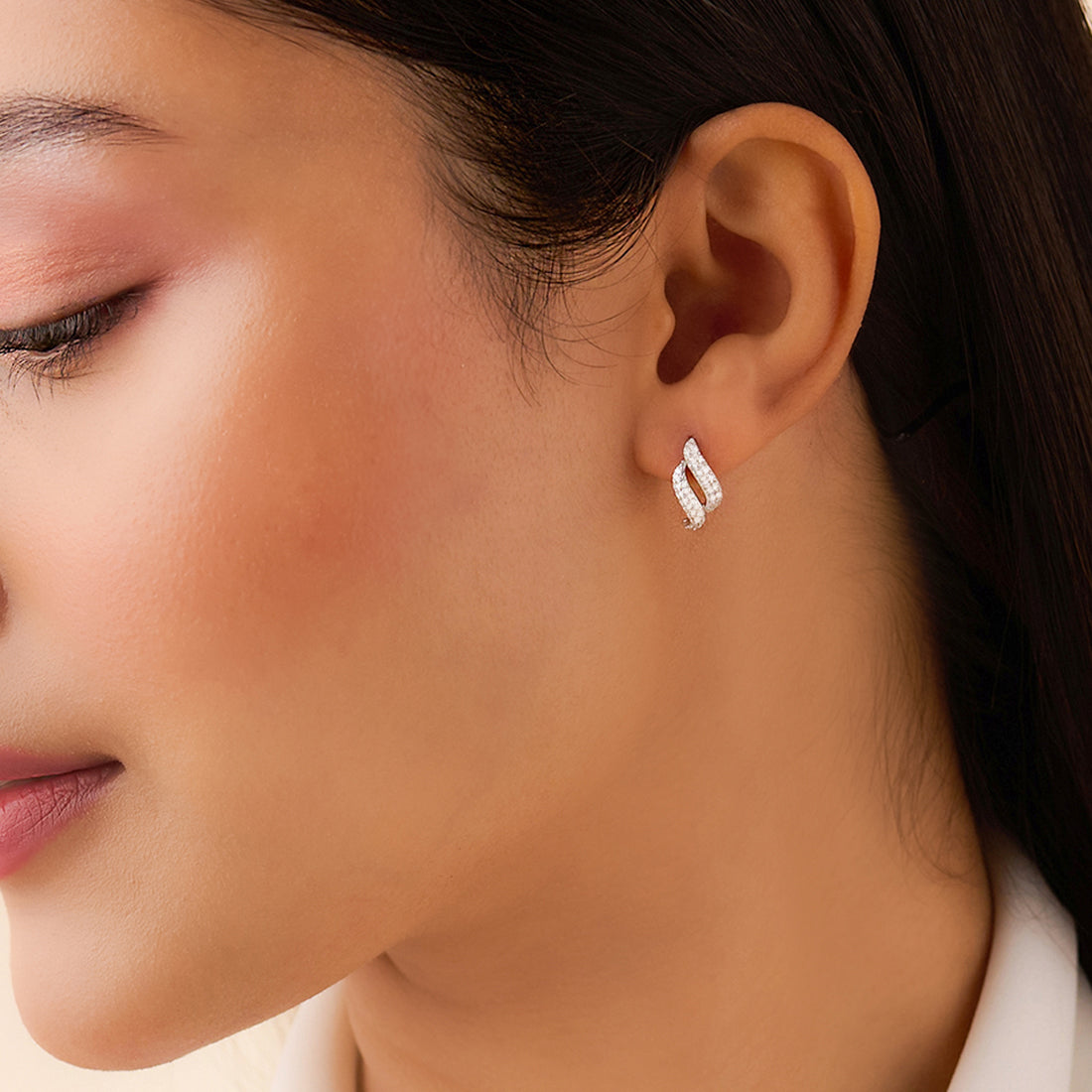 Dancing Wave Silver Rhodium Plated Earrings