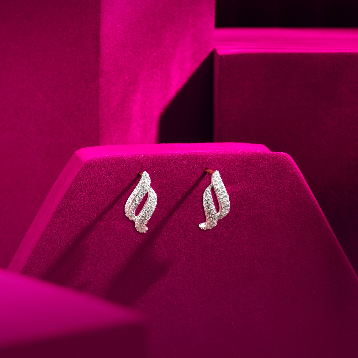 Dancing Wave Silver Rhodium Plated Earrings