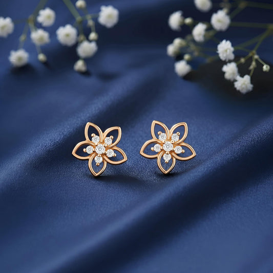 A Little Daily Delight Rose Gold Plated 925 Silver Stud Earrings (Zavya Signature)
