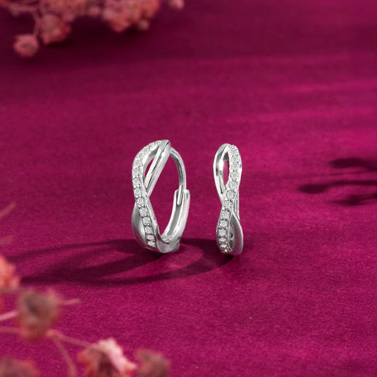A Forever Promise Huggie Hoop
 Rhodium Plated Earrings