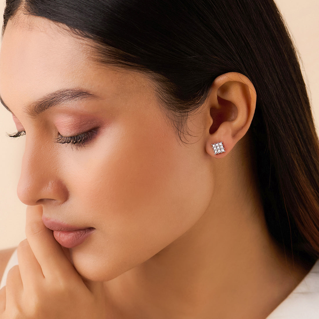 Luminous Lattice Rhodium Plated Cubic Zirconia Jewellery Set