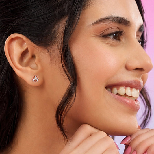 Blossom Loop Rose Gold Plated 925 Silver Stud Earrings