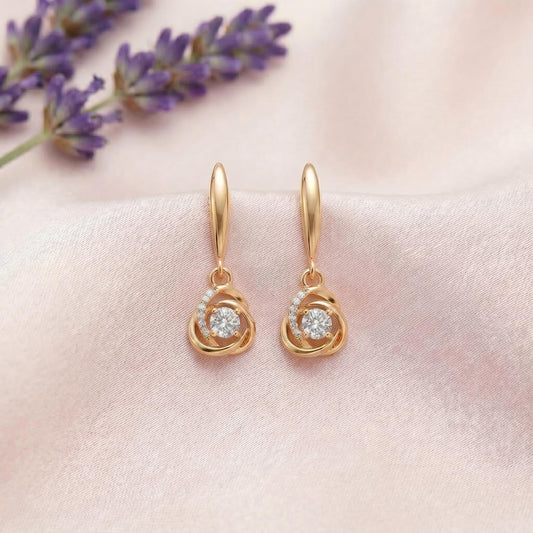 Soft Orbit Gold Plated 925 Silver Drop Earrings