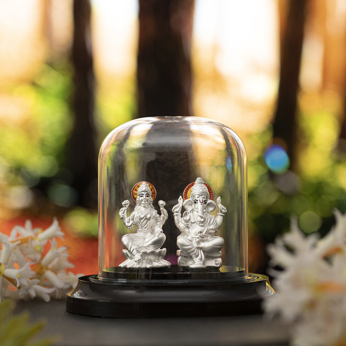 Divine Harmony 925 Sterling Silver Lakshmi Ganesh Ji Idols