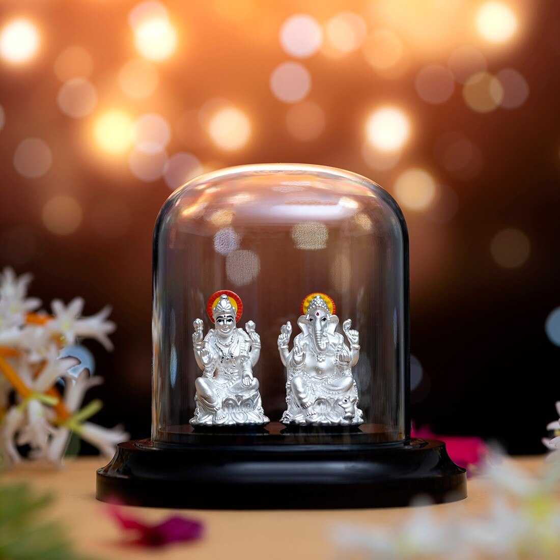 Divine Blessings 925 Sterling Silver Lakshmi & Ganesh Ji Idols