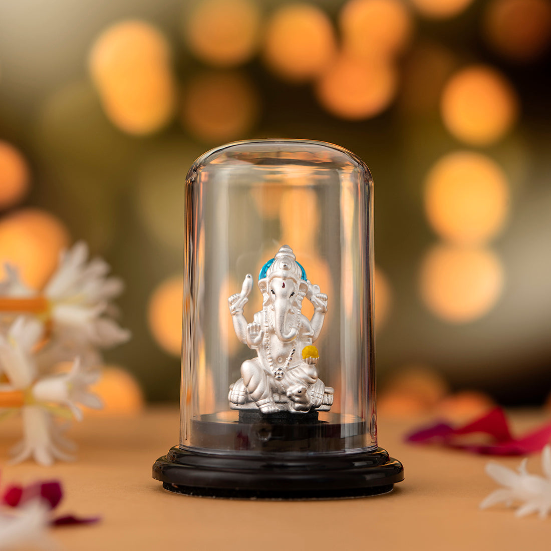 Sacred Blessings Rhodium-Plated Lord Ganesh 999 Silver Idol