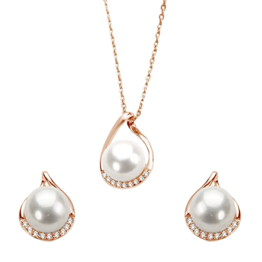 Ice And Spice Rose Gold Plated Pearl 925 Silver Jewellery Set