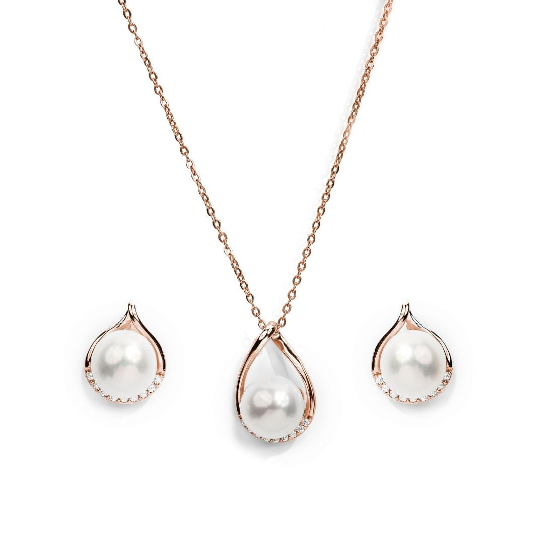 Ice And Spice Rose Gold Plated Pearl 925 Silver Jewellery Set