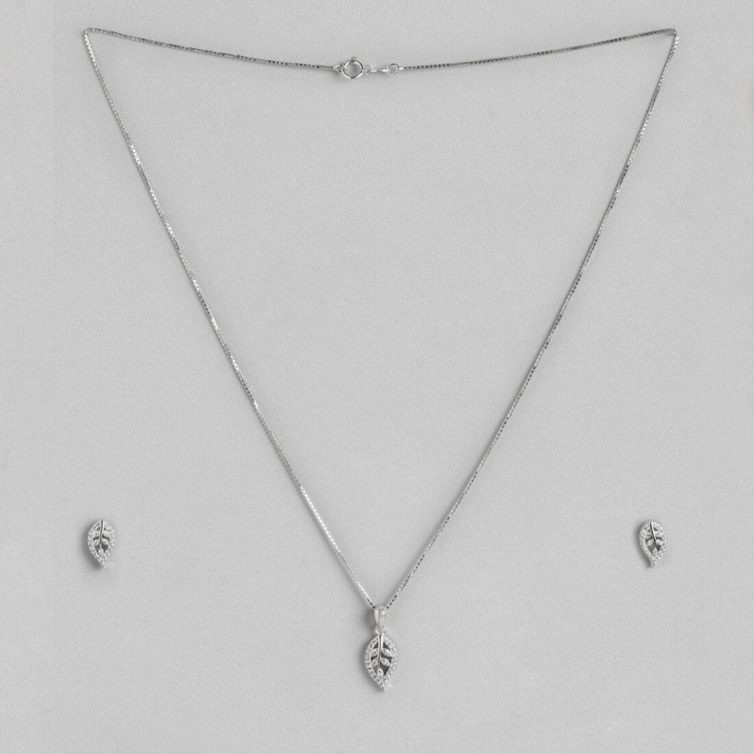 Simplicity Leaf 925 Silver Jewellery Set