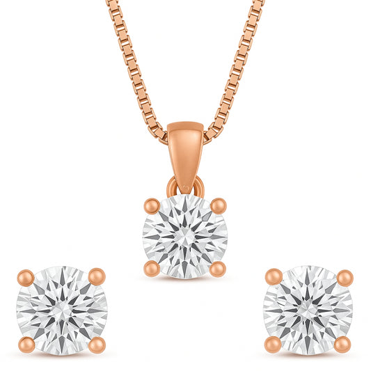 Elegant Rose-Gold Plated 925 Sterling Silver CZ Jewelry Set