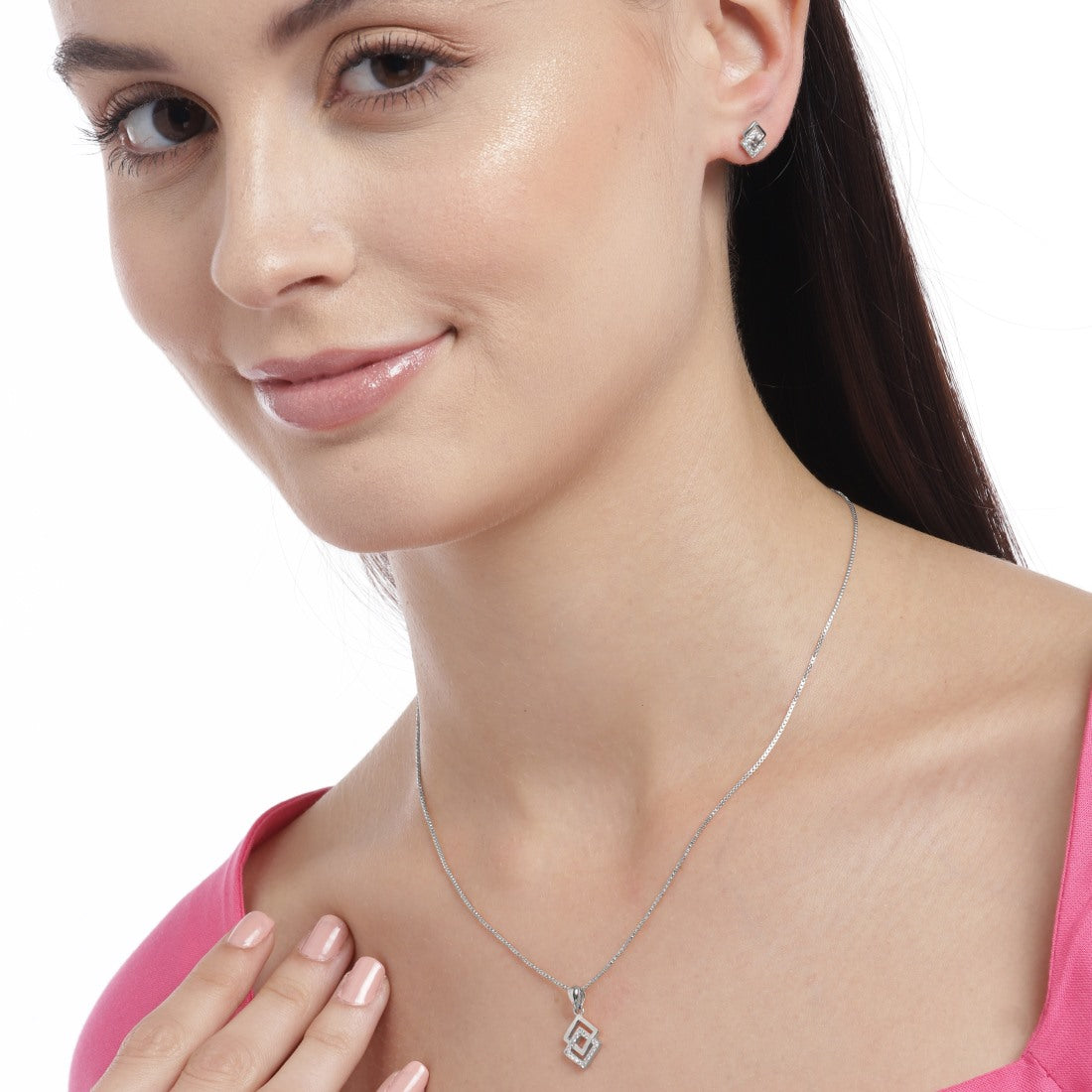 Ethereal Radiance 925 Sterling Silver Rhodium-Plated Jewelry Set