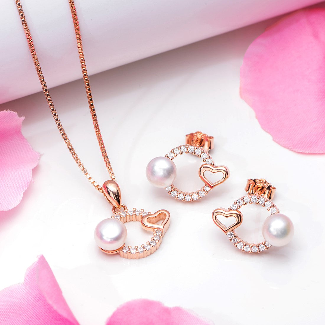 Harmony in Rose 925 Sterling Silver Rose Gold-Plated Jewelry Set
