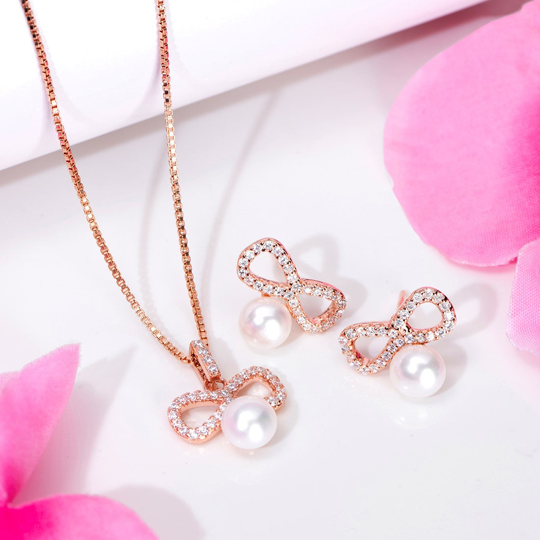 Infinite Elegance Rose gold 925 Sterling Silver Rose Gold-Plated Jewelry Set
