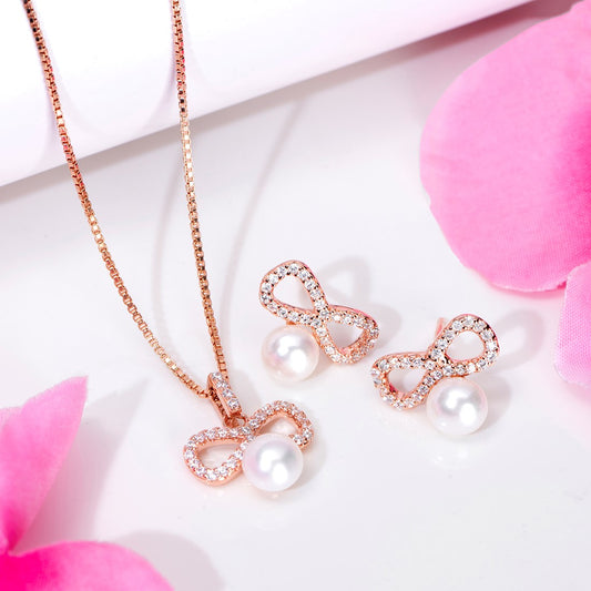 Infinite Elegance Rose gold Plated 925 Sterling Silver Jewelry Set