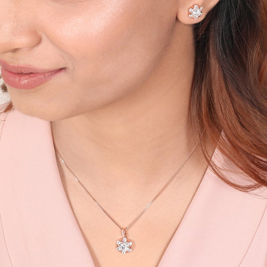 Blooms in Blush 925 Sterling Silver Rose Gold-Plated Jewelry Set