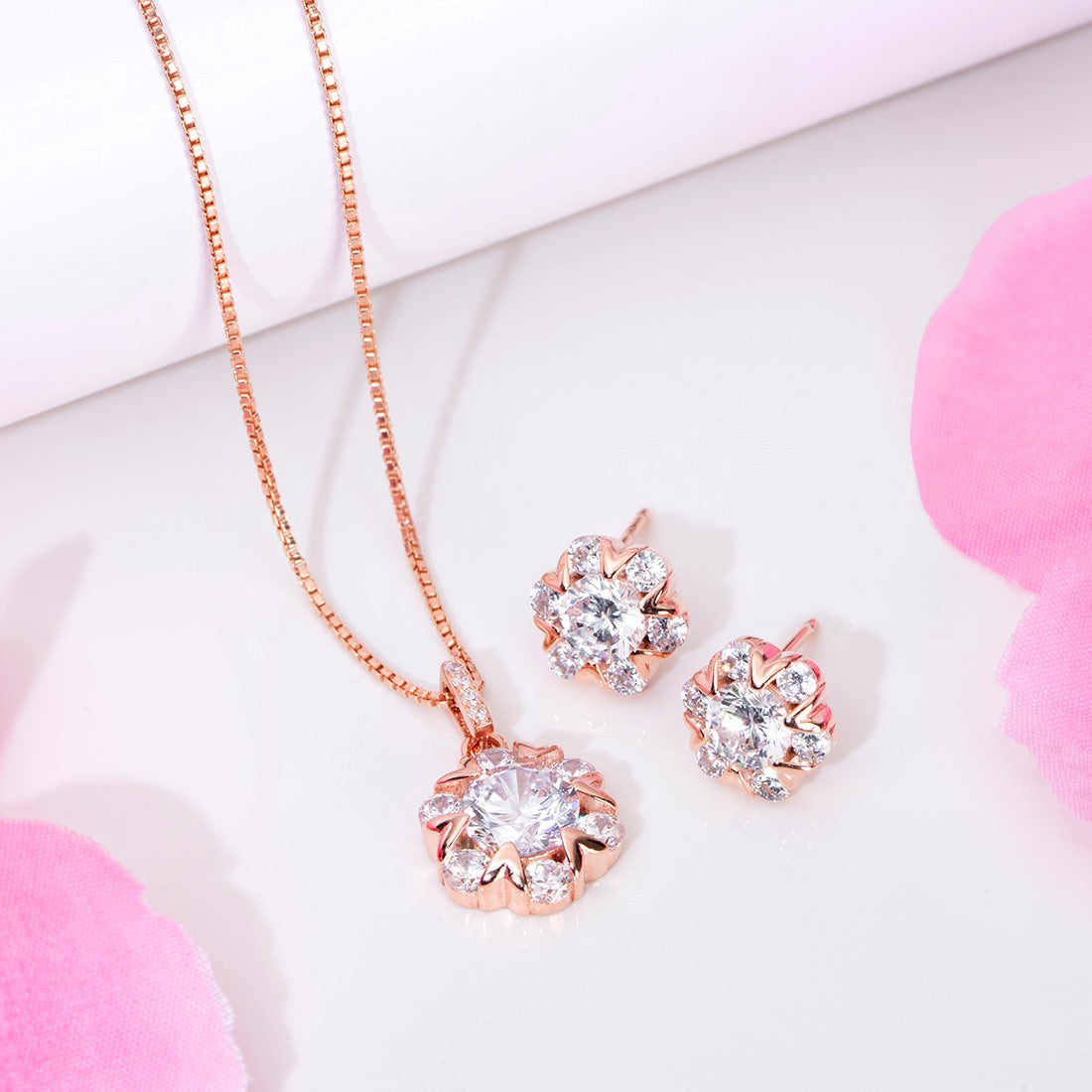 Blooms in Blush 925 Sterling Silver Rose Gold-Plated Jewelry Set