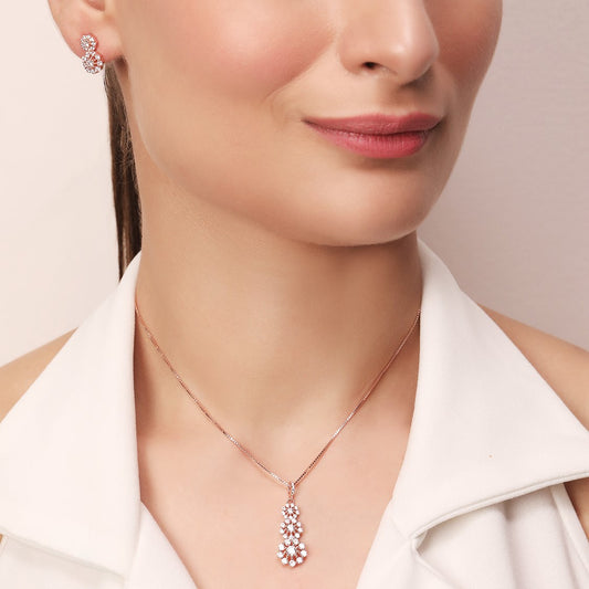 Blooming Beauty 925 Sterling Silver Rose gold Plated Jewelry Set