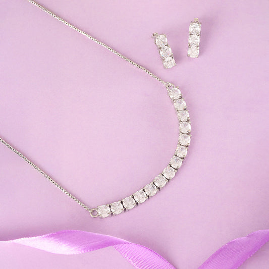 Glitz Ensemble Rhodium Plated 925 Sterling Silver Jewelry Set