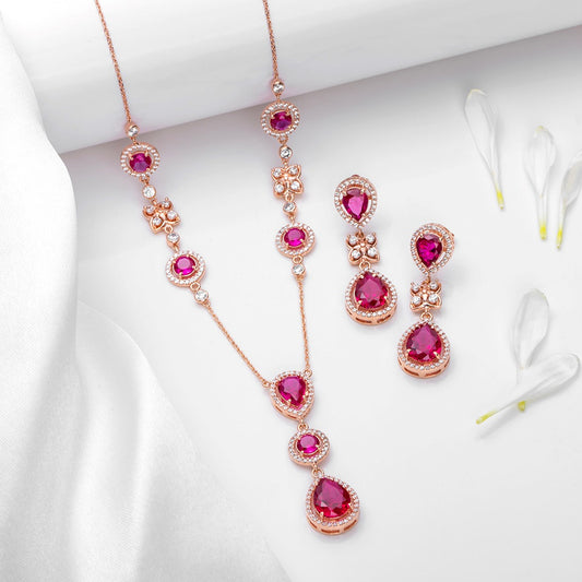 Blossom Bloom Rose Gold-Plated 925 Sterling Silver Jewellery Set