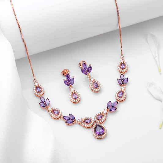 Rose Petal Radiance Rose Gold-Plated 925 Sterling Silver Jewellery Set