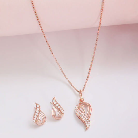 Refined Beauty Rose Gold Plated 925 Sterling Silver Jewelry Set