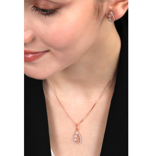Exquisite Charm Rose Gold Plated 925 Sterling Silver Jewelry Set
