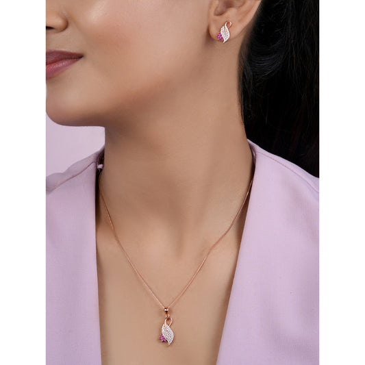 Peacock Rose Gold Plated 925 Sterling Silver Jewellery Set