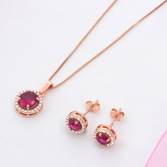 Vintage Allure Rose Gold Plated 925 Sterling Silver Jewellery Set