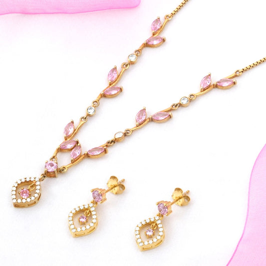Glimmering Vines Gold Plated 925 Sterling Silver Jewellery Set