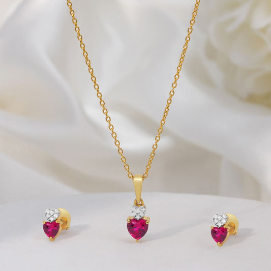 Radiant Heart Gold Plated 925 Sterling Silver Jewellery Set