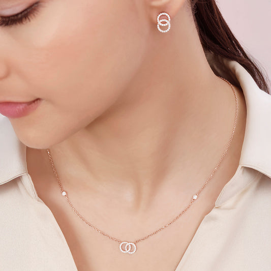 Linked Destiny Rose Gold Plated 925 Sterling Silver Jewellery Set