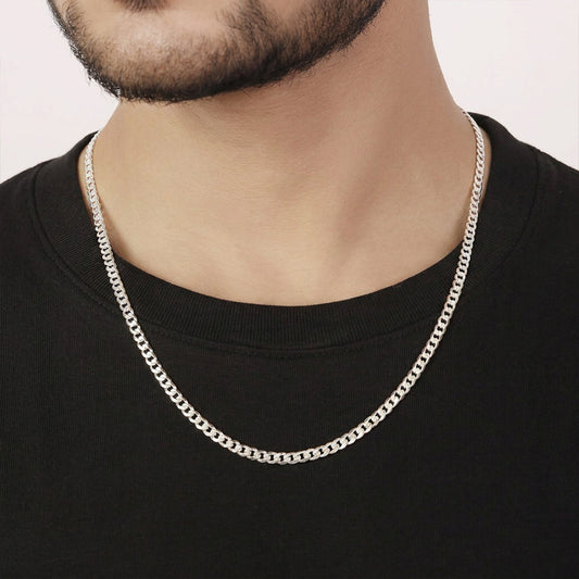 Textured Legacy Rhodium Plated 925 Sterling Silver Men's Chain