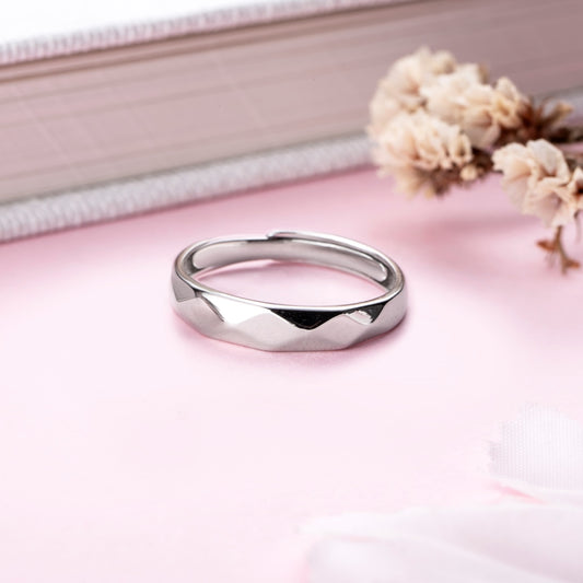 Pure Elegance Rhodium-Plated 925 Sterling Silver Men's Classic Ring (Adjustable)