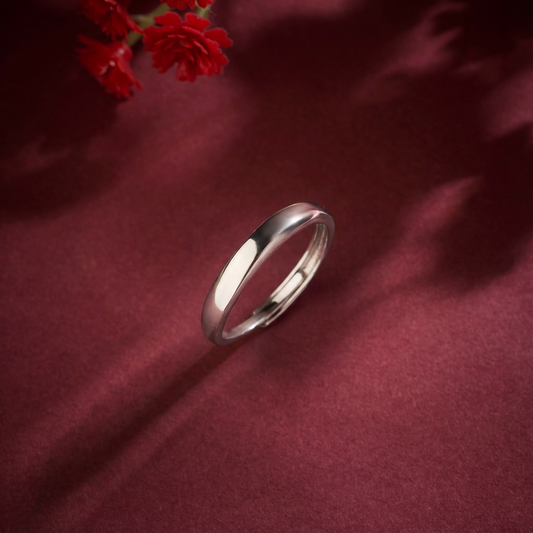 CZ Rhodium-Plated Silver Band Mens Ring (Adjustable)