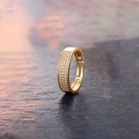 Luminary Band Gold Plated 925 Silver Men's Ring (Adjustable)