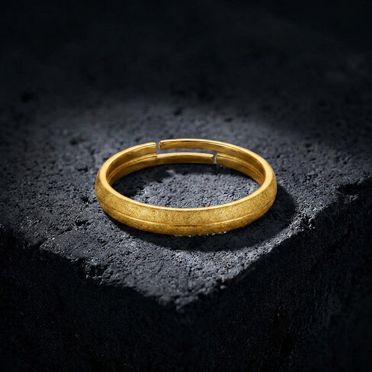 Textured Band Gold Plated 925 Sterling Silver Men's Ring