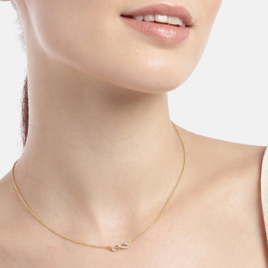 Infinite Gold Dreams CZ 925 Sterling Silver Infinity Necklace