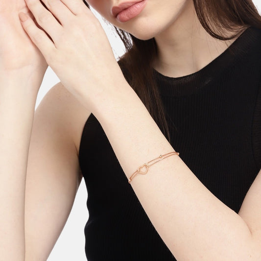 Heartfelt Affection Rose Gold-Plated 925 Sterling Silver Bracelet