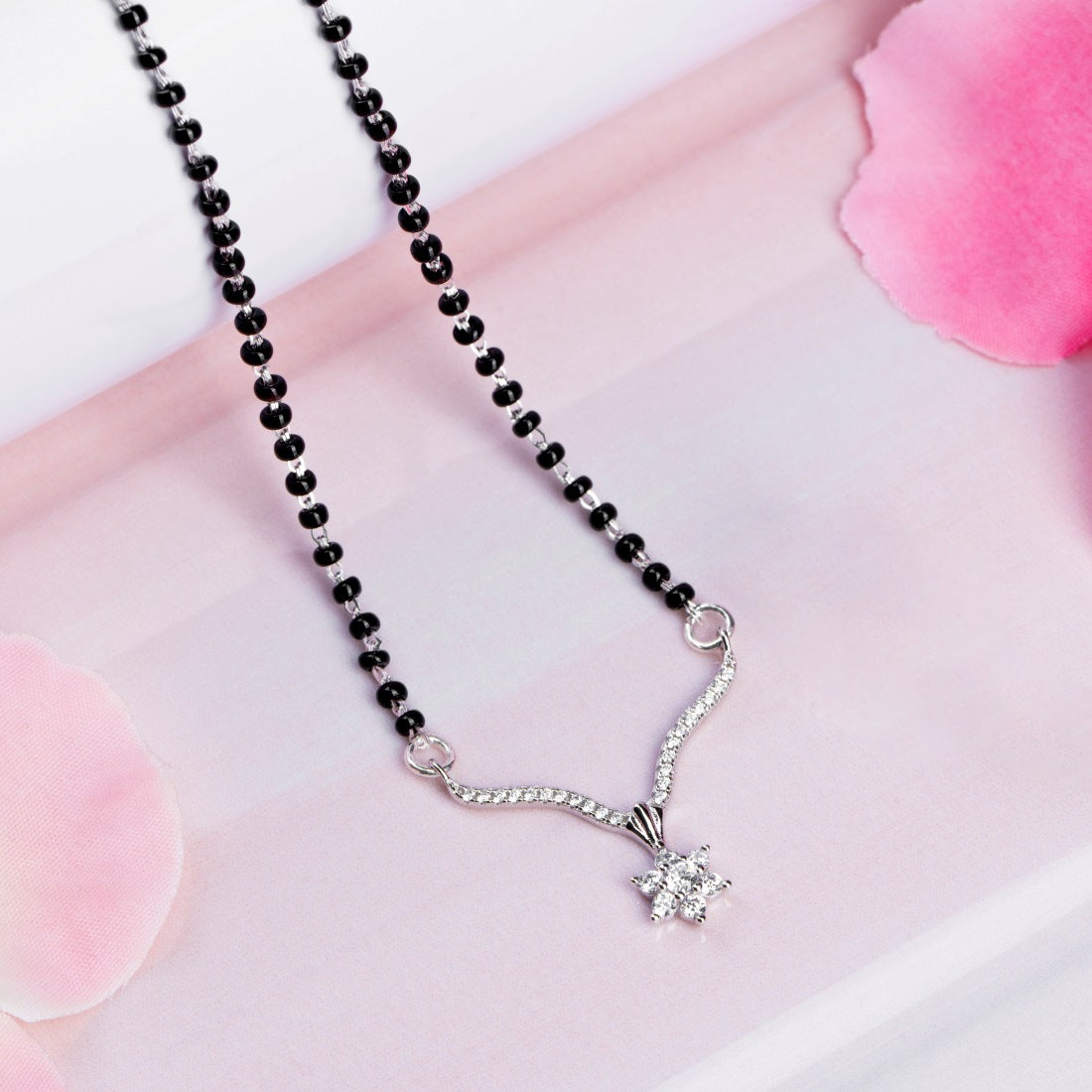 Floral 925 Silver Mangalsutra
