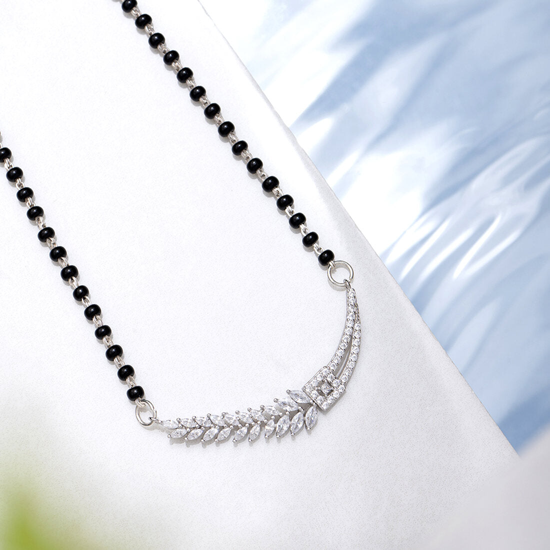 Floral Leaf Style 925 Silver Mangalsutra