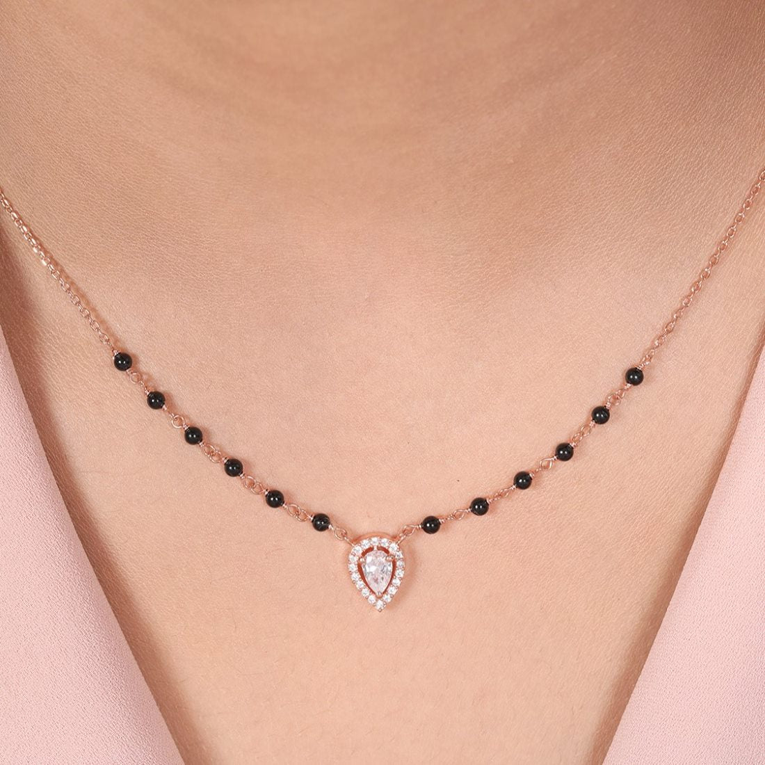 Teardrop Serenity Rose Gold-Plated 925 Sterling Silver Mangalsutra