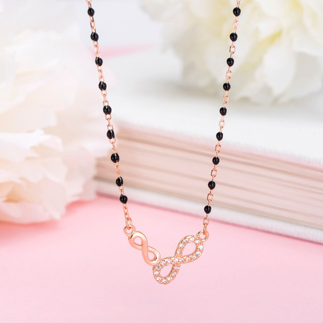Infinite Love Rose Gold Plated 925 Sterling Silver Dual Infinity Mangalsutra