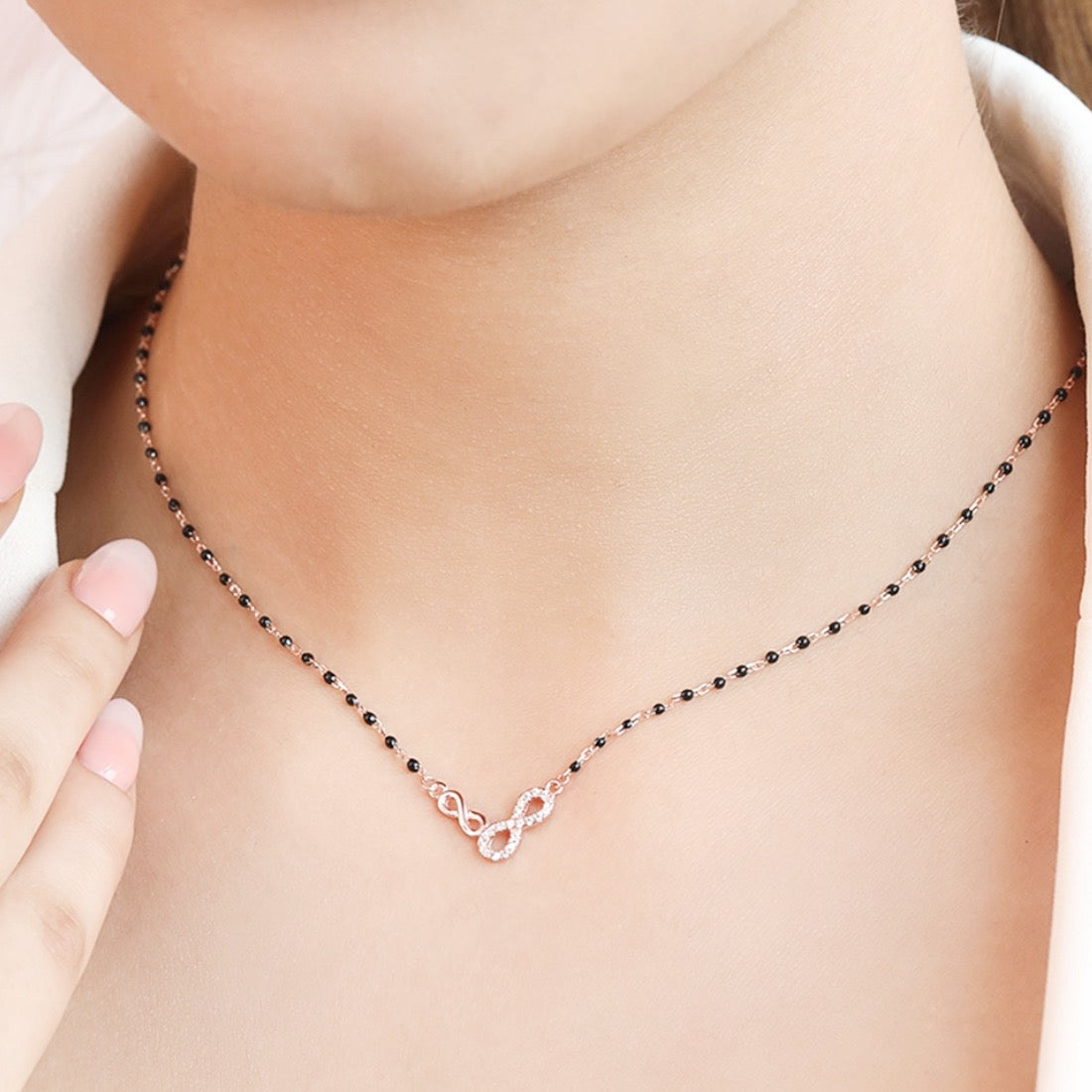 Infinite Love Rose Gold Plated 925 Sterling Silver Dual Infinity Mangalsutra