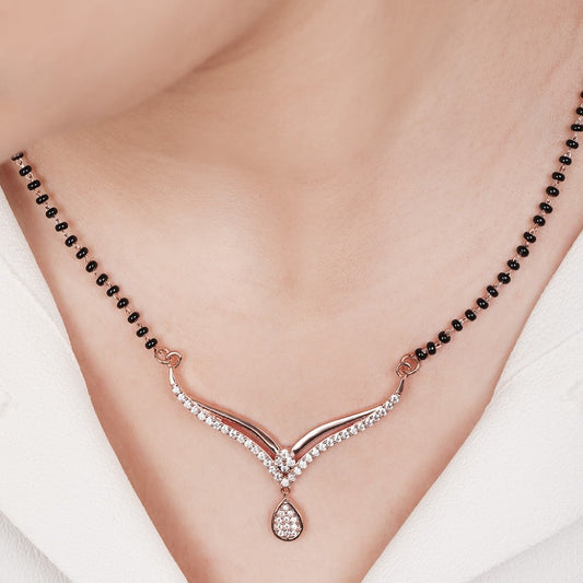Ethereal Blossoms Rhodium-Plated 925 Sterling Silver Mangalsutra