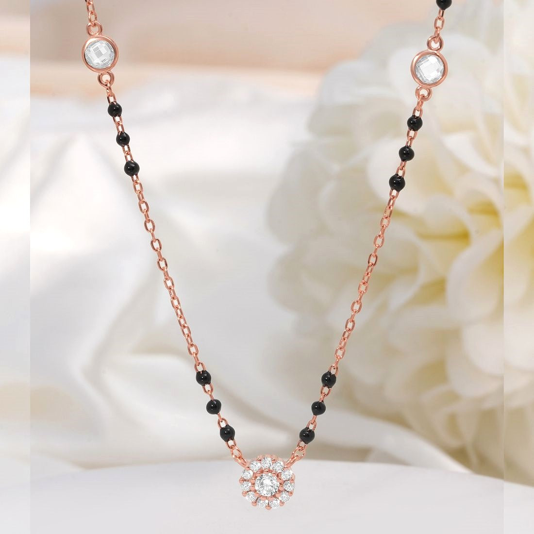 Minimal Solitaire Rose Gold Plated 925 Sterling Silver Mangalsutra
