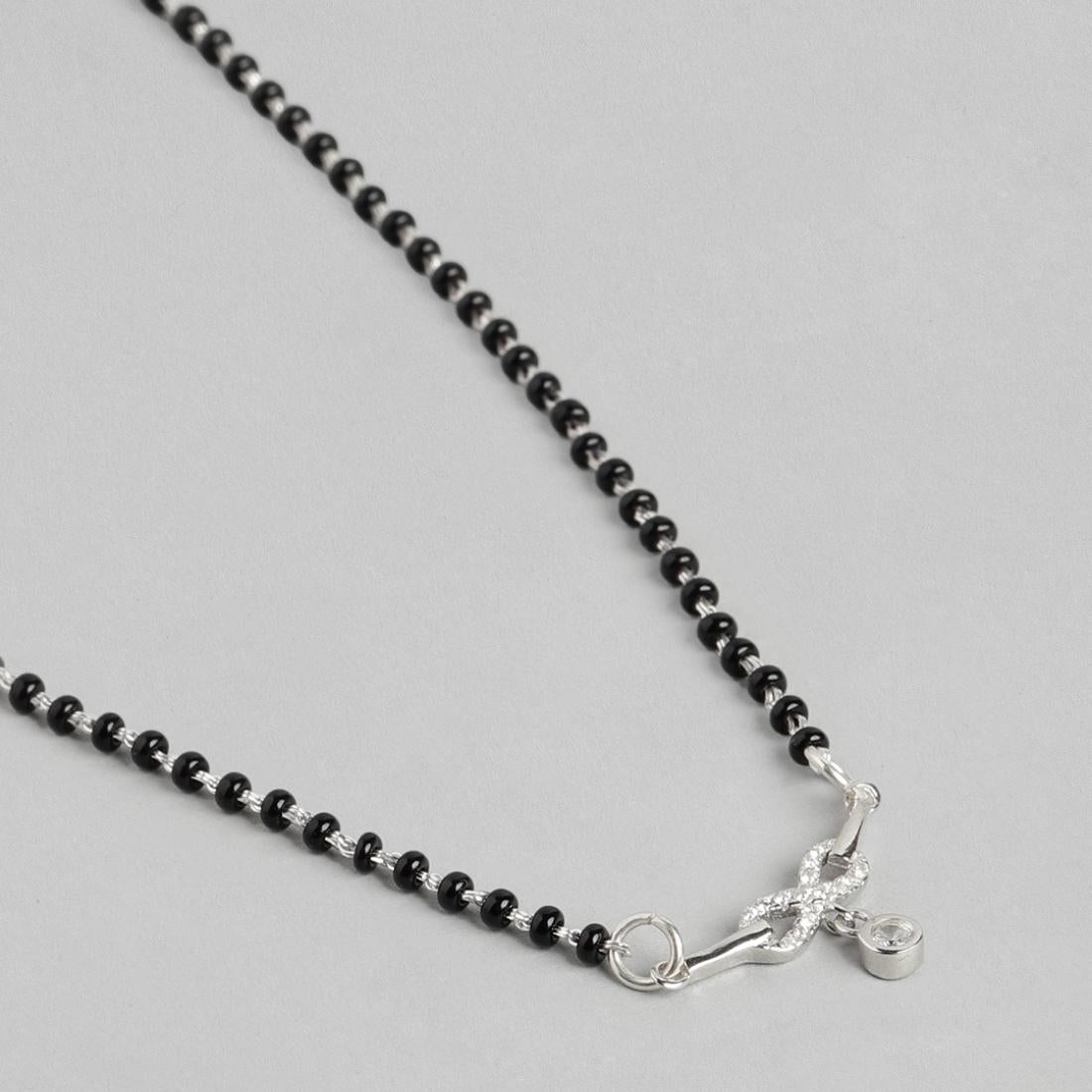 Infinity with Dangling Stone Rhodium Plated 925 Silver Mangalsutra